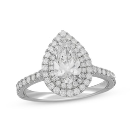 Previously Owned Neil Lane Artistry Pear-Shaped Lab-Grown Diamond Double Frame Engagement Ring 1-3/4 ct tw 14K White Gold