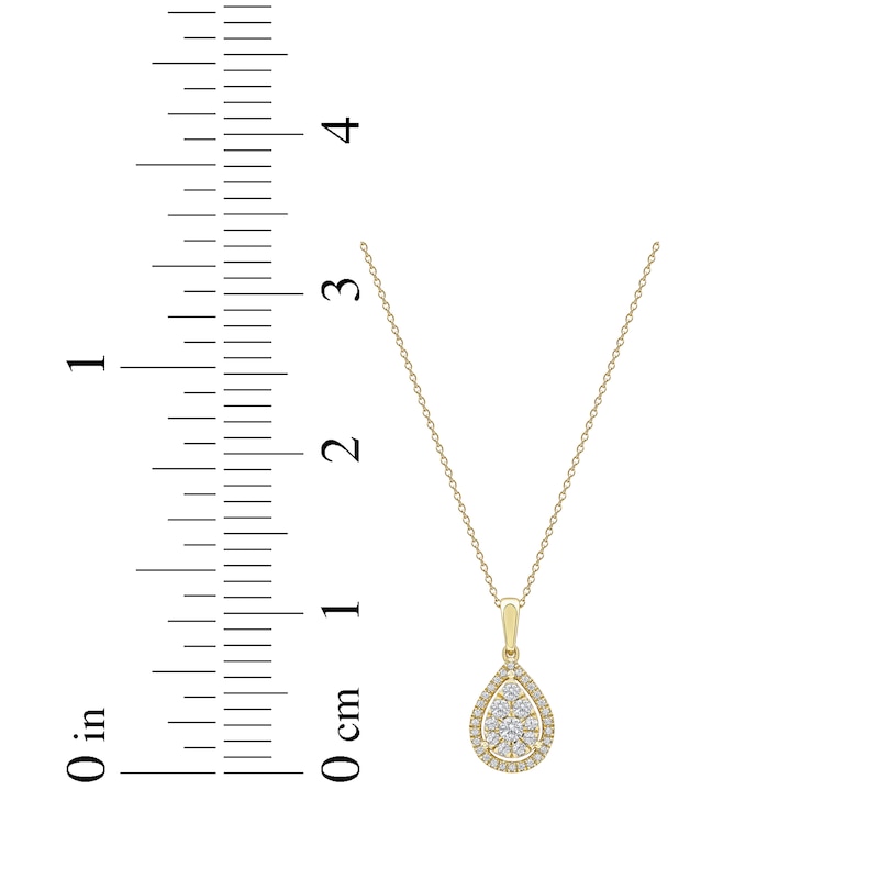 Main Image 6 of Previously Owned Diamond Teardrop Halo Necklace 1/2 ct tw 10K Yellow Gold 18"