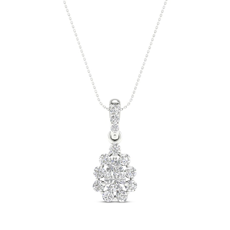 Main Image 1 of Previously Owned KAY Lab-Grown Diamonds Pear-Shaped Necklace 1/2 ct tw 14K White Gold 18”