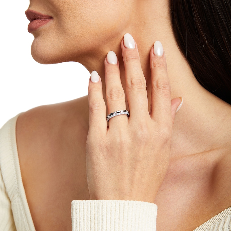 Main Image 4 of Previously Owned Neil Lane Black & White Diamond Wedding Band 3/4 ct tw Marquise & Round-cut 14K White Gold Size 6.5