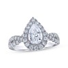 Thumbnail Image 1 of Previously Owned THE LEO Legacy Lab-Grown Diamond Pear-Shaped Twist Shank Engagement Ring 1-3/4 ct tw 14K White Gold