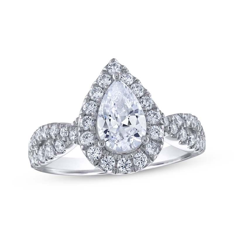 Main Image 1 of Previously Owned THE LEO Legacy Lab-Grown Diamond Pear-Shaped Twist Shank Engagement Ring 1-3/4 ct tw 14K White Gold