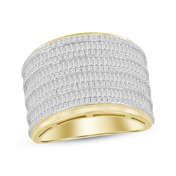 Previously Owned Men's Baguette & Round-Cut Diamond Wide Fashion Ring 2 ct tw 10K Yellow Gold