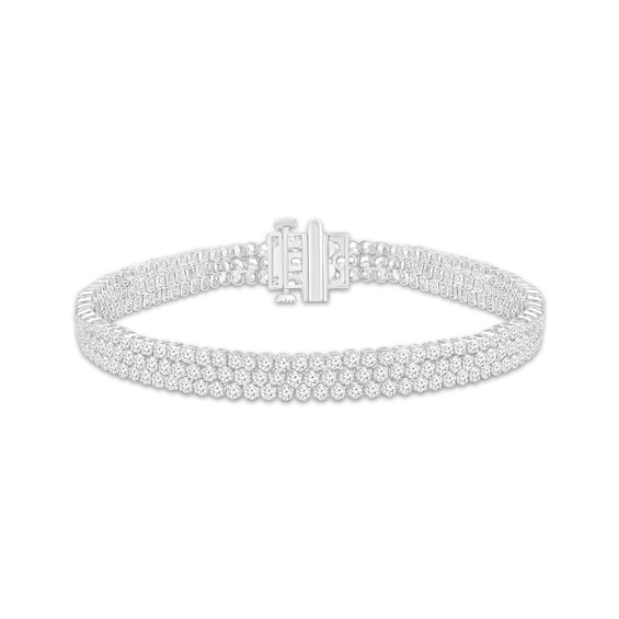 Previously Owned KAY Lab-Grown Diamonds Triple-Row Bracelet 6 ct tw 10K White Gold 7.25"