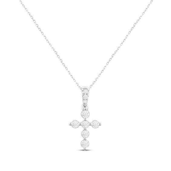 Previously Owned KAY Lab-Grown Diamonds Cross Necklace 1/3 ct tw 14K White Gold 18"