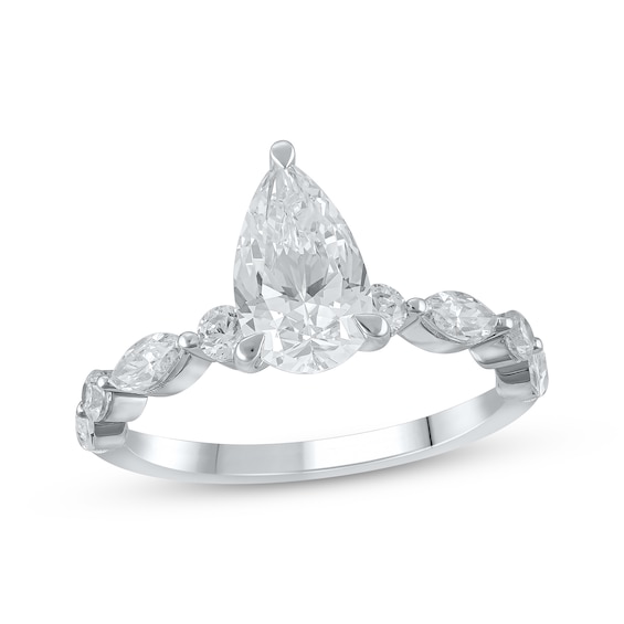 Previously Owned Lab-Grown Diamonds Pear-Shaped Engagement Ring 2-1/4 ct tw 14K White Gold