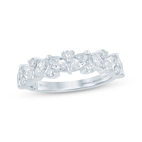 Previously Owned Monique Lhuillier Bliss Marquise & Round-Cut Lab-Grown Diamond Anniversary Ring 1 ct tw 18K White Gold