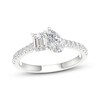Thumbnail Image 1 of Previously Owned Toi et Moi Emerald-Cut & Pear-Shaped Lab-Grown Diamond Engagement Ring 1-1/4 ct tw 14K White Gold