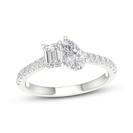 Previously Owned Toi et Moi Emerald-Cut & Pear-Shaped Lab-Grown Diamond Engagement Ring 1-1/4 ct tw 14K White Gold