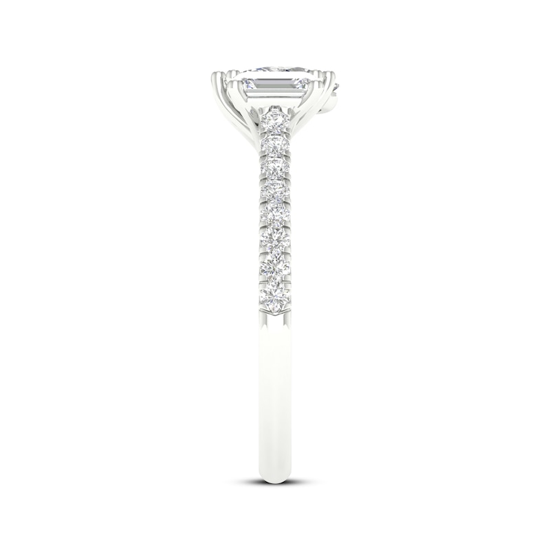 Main Image 3 of Previously Owned Toi et Moi Emerald-Cut & Pear-Shaped Lab-Grown Diamond Engagement Ring 1-1/4 ct tw 14K White Gold