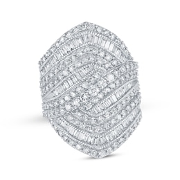 Previously Owned Baguette & Round-Cut Diamond Multi-Row Fashion Ring 3 ct tw 10K White Gold