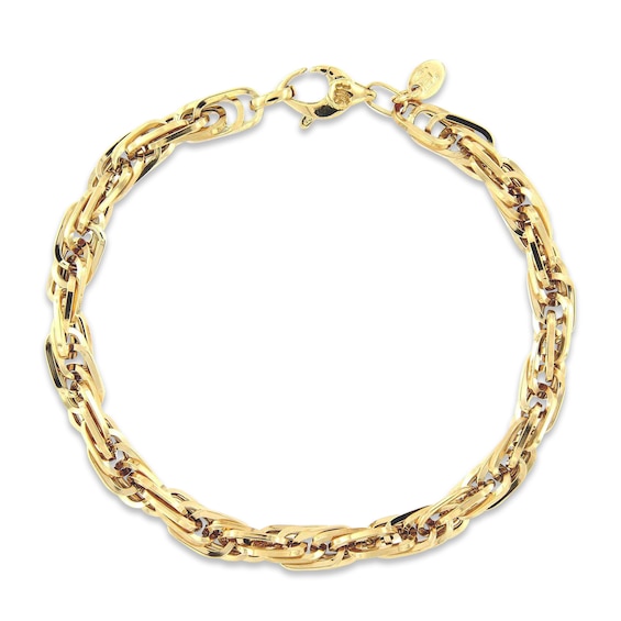 Previously Owned Oval Link Twist Bracelet Hollow 10K Yellow Gold 7.5"