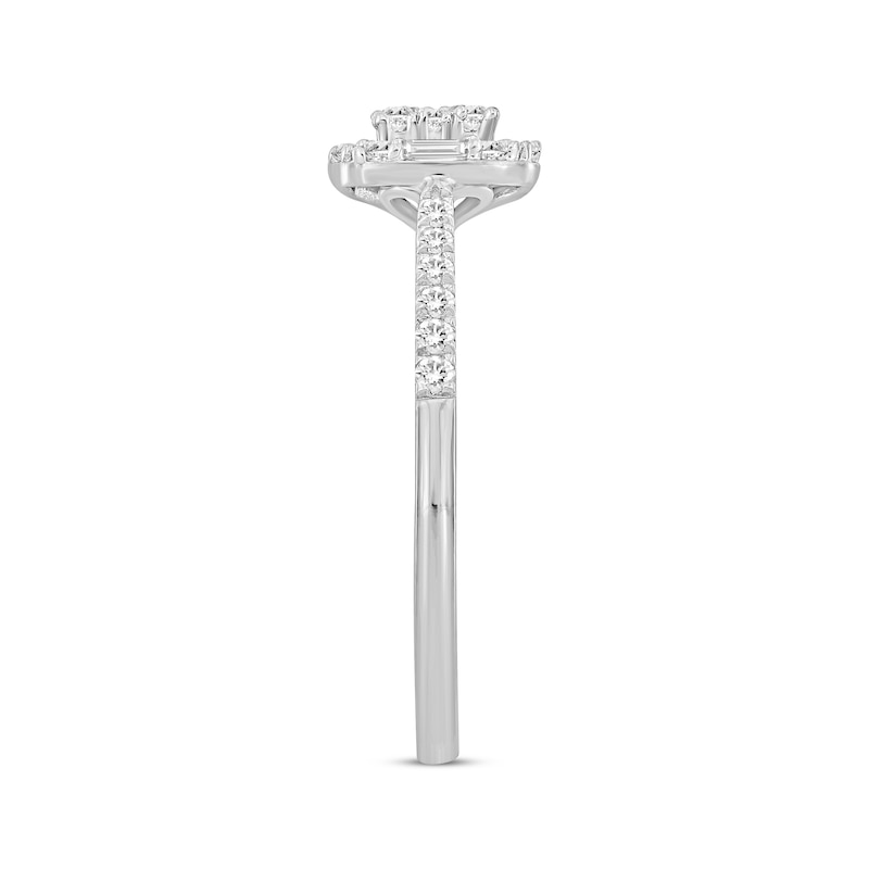 Main Image 2 of Previously Owned Baguette & Round-Cut Diamond Promise Ring 1/3 ct tw 10K White Gold