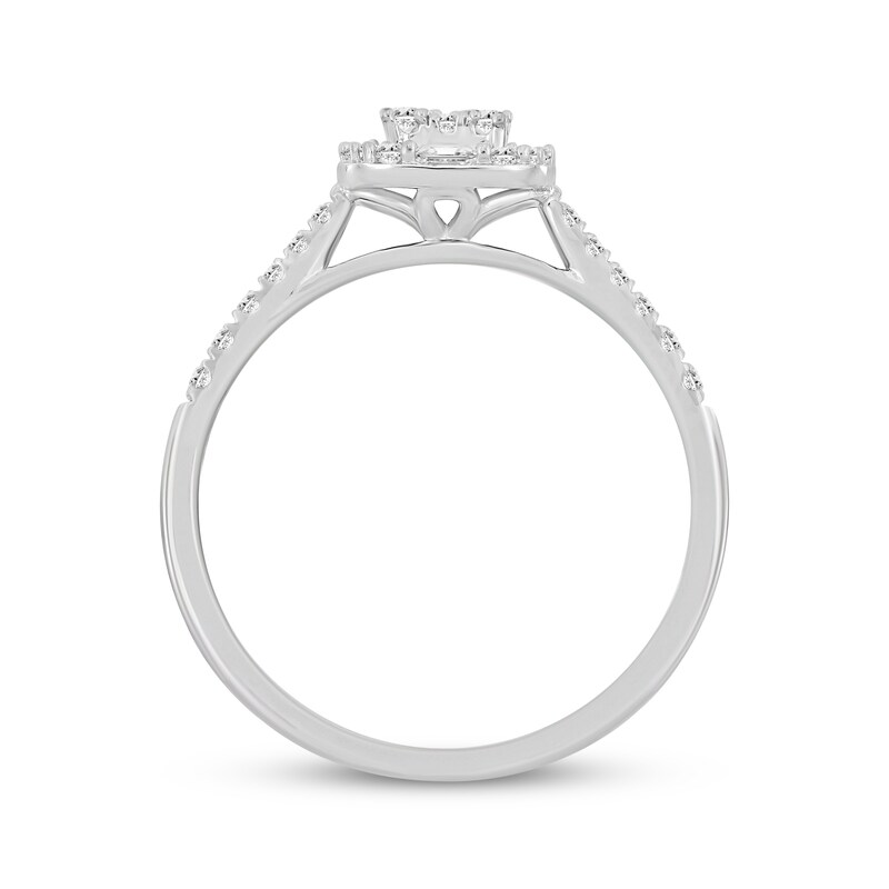 Main Image 3 of Previously Owned Baguette & Round-Cut Diamond Promise Ring 1/3 ct tw 10K White Gold