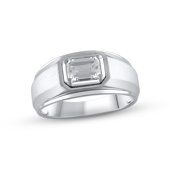 Previously Owned Men's Lab-Grown Diamonds Emerald-Cut Wedding Band 1 ct tw 14K White Gold