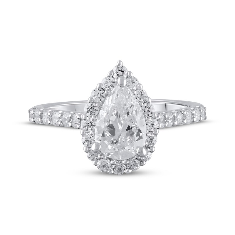 Main Image 3 of Previously Owned Lab-Grown Diamonds Pear-Shaped Halo Engagement Ring 1-1/2 ct tw 14K White Gold