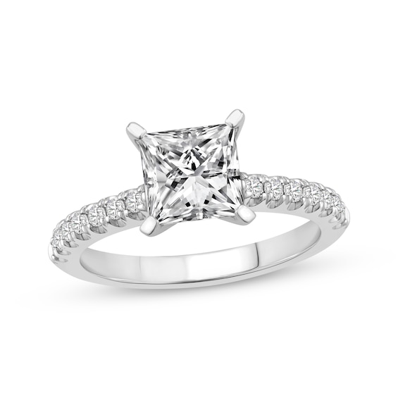 Previously Owned Lab-Grown Diamonds Princess-Cut Engagement Ring 2-1/4 ct tw 14K White Gold