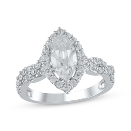Previously Owned Lab-Grown Diamonds Marquise-Cut Diamond Engagement Ring 1-1/2 ct tw 14K White Gold