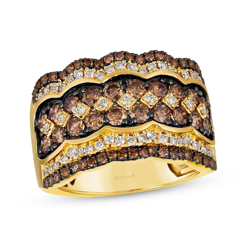 Main Image 1 of Previously Owned Le Vian Chocolate Diamond Scalloped Ring 1-3/4 ct tw 14K Honey Gold