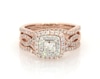 Thumbnail Image 1 of Previously Owned Princess-Cut Diamond Double Halo Bridal Set 7/8 ct tw 14K Two-Tone Gold Size 5.75