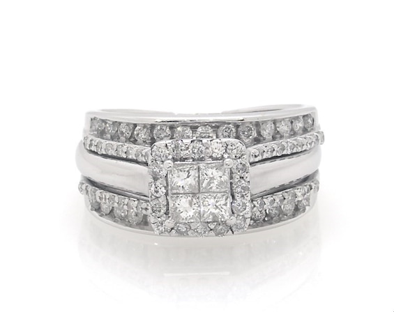 Previously Owned Princess-Cut Quad Diamond Engagement Ring 7/8 ct tw 10K White Gold 6