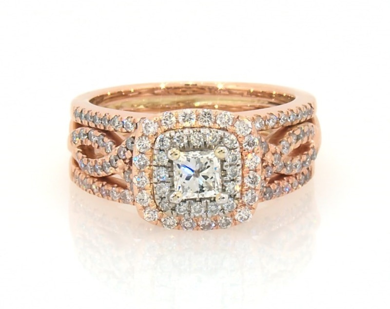 Main Image 1 of Previously Owned Princess-Cut Diamond Bridal Set 3/4 ct tw 14K Two-Tone Gold Size 9