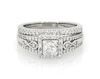 Thumbnail Image 1 of Previously Owned Round-Cut Diamond Halo Bridal Set 1/2 ct tw 10K White Gold Size 6