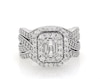 Thumbnail Image 1 of Previously Owned Baguette & Round-Cut Multi-Diamond Double Halo Bridal Set 1-1/3 ct tw 14K White Gold Size 5.75