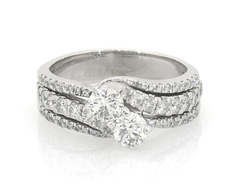 Main Image 1 of Previously Owned Ever Us Diamond Two-Stone Bridal Set 1-5/8 ct tw 14K White Gold Size 8.5