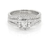 Thumbnail Image 1 of Previously Owned Emerald-Cut Diamond Halo Bridal Set 1-1/3 ct tw 14K White Gold Size 8.5