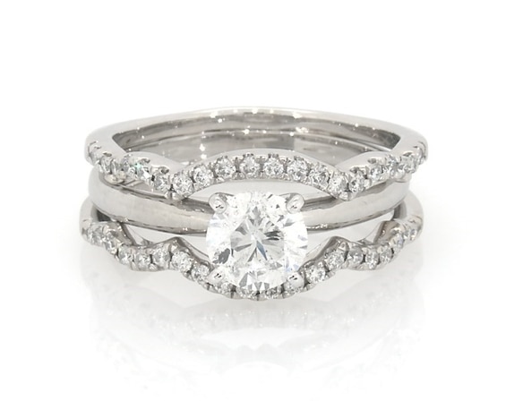 Previously Owned Round-Cut Diamond Bridal Set 1-1/3 ct tw 10K White Gold Size 8.25