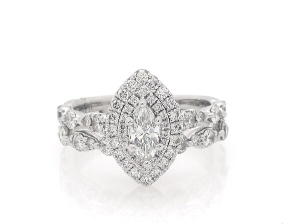 Previously Owned Monique Lhuillier Bliss Marquise-Cut Diamond Bridal Set 1-1/2 ct tw 18K White Gold Size 5.75