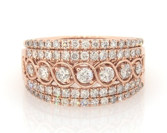 Previously Owned Diamond Anniversary Ring 1-3/8 ct tw 10K Rose Gold Size 10.25