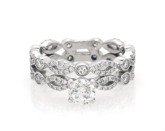 Previously Owned Round-Cut Diamond Bridal Set 1-1/4 ct tw 14K White Gold Size 4.5