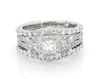 Thumbnail Image 1 of Previously Owned Princess-Cut Diamond Three-Stone Bridal Set 1-5/8 ct tw 14K White Gold Size 6