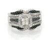 Thumbnail Image 1 of Previously Owned Princess-Cut Quad White & Black Diamond Bridal Set 1-1/8 ct tw 14K White Gold Size 10.75
