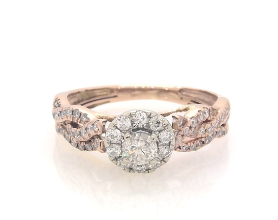 Previously Owned Diamond Bridal Set 1/2 ct tw Round-cut 10K Two-Tone Gold Size 5