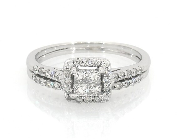 Previously Owned Diamond Bridal Set / ct tw Princess-cut 14K White Gold Size