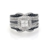 Thumbnail Image 1 of Previously Owned Princess-Cut Quad White Diamond & Black Diamond Bridal Set 1-1/8 ct tw 14K White Gold Size 7