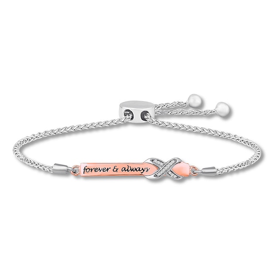 Previously Owned Diamond Bolo Bracelet 1/20 ct tw Sterling Silver & 10K Rose Gold 9.5"