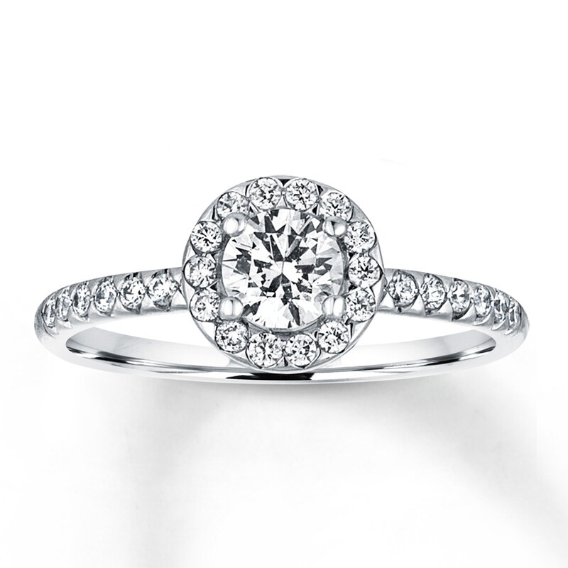 Main Image 1 of Previously Owned Diamond Engagement Ring 5/8 ct tw Round-cut 14K White Gold