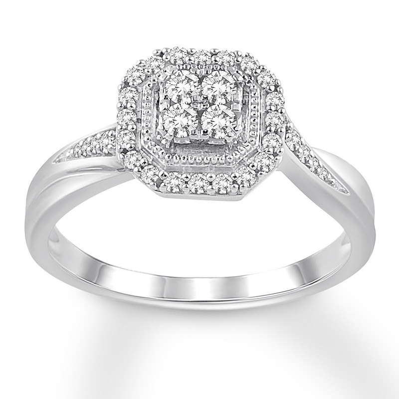 Main Image 1 of Previously Owned Diamond Engagement Ring 1/4 ct tw Round-cut 10K White Gold
