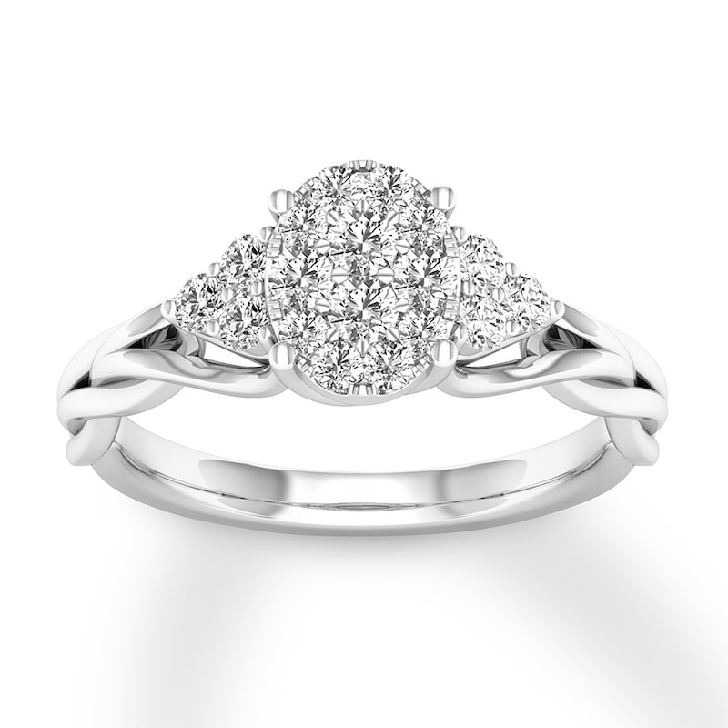 Main Image 1 of Previously Owned Diamond Engagement Ring 1/2 ct tw Round-cut 14K White Gold