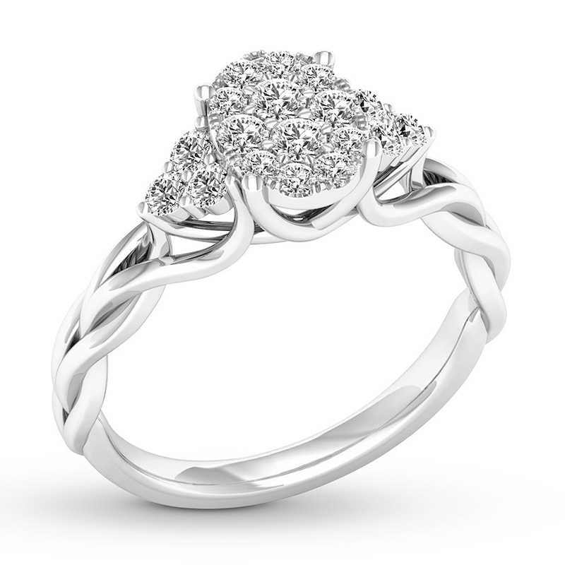 Main Image 4 of Previously Owned Diamond Engagement Ring 1/2 ct tw Round-cut 14K White Gold