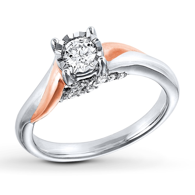 Main Image 1 of Previously Owned Diamond Engagement Ring 1/2 ct tw Round-cut 10K Two-Tone Gold