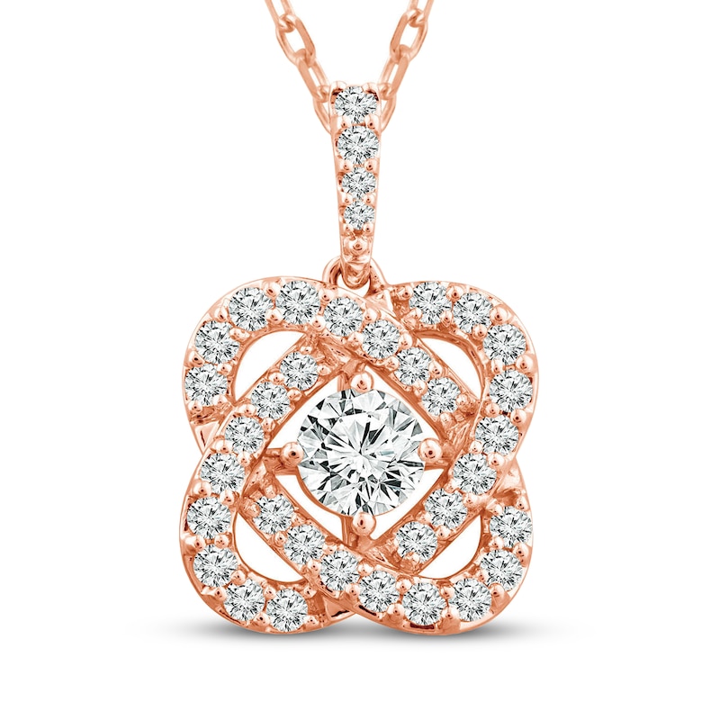 Main Image 1 of Previously Owned Center of Me Diamond Necklace 1 ct tw 14K Rose Gold 18&quot;