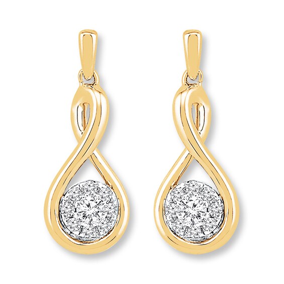 Previously Owned Diamond Drop Earrings 5/8 ct tw Round-cut 14K Yellow Gold