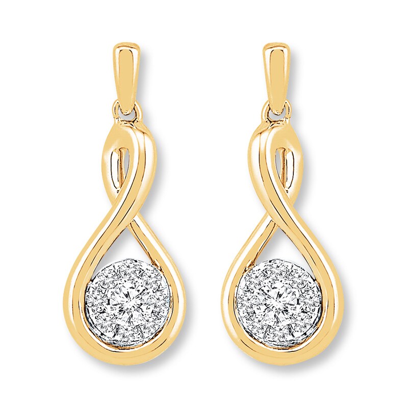 Main Image 1 of Previously Owned Diamond Drop Earrings 5/8 ct tw Round-cut 14K Yellow Gold