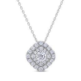 Previously Owned THE LEO Cushion-Shaped Diamond Necklace 1 ct tw Round-Cut 14K White Gold 19"