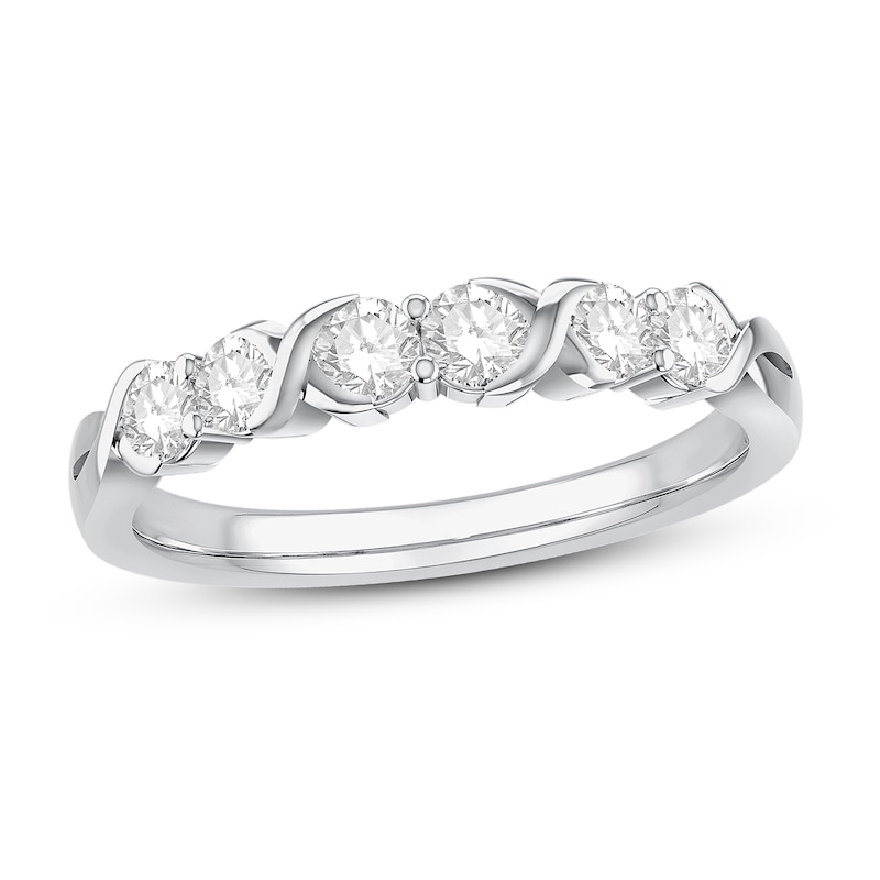 Main Image 1 of Previously Owned Diamond Anniversary Ring 5/8 ct tw Round-Cut 10K White Gold